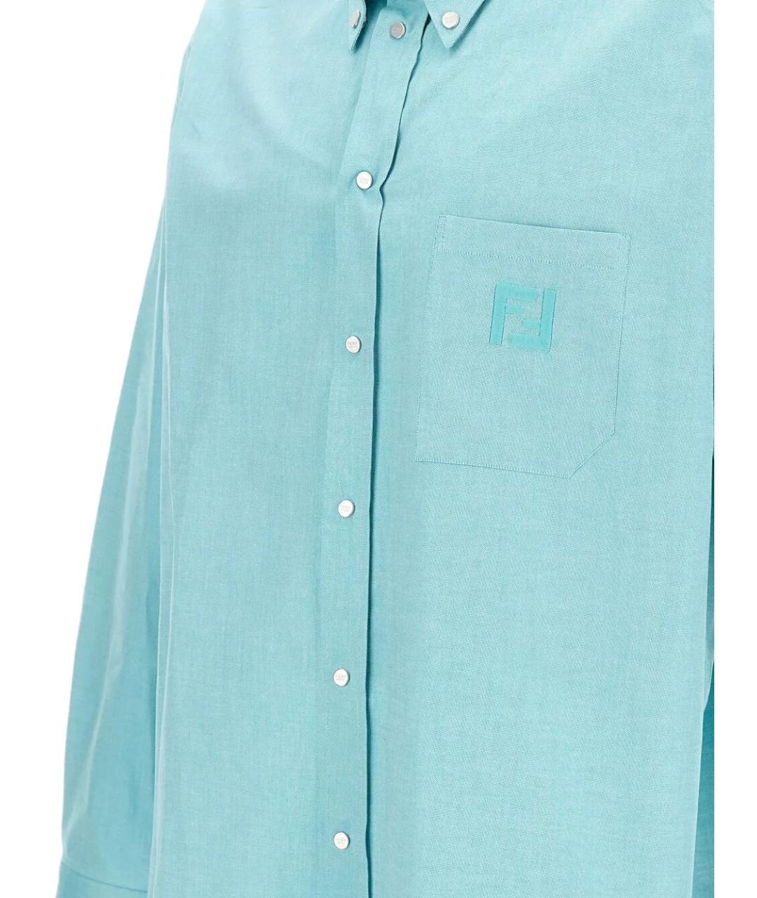 FENDI Бирюзовая хлопковая кэжуал рубашка, фото 3