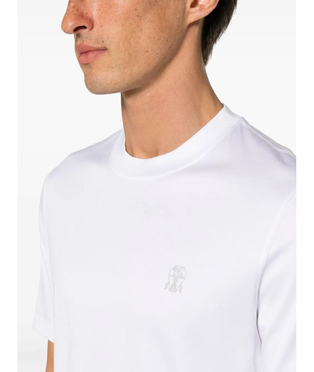 BRUNELLO CUCINELLI Белая хлопковая футболка, фото 4