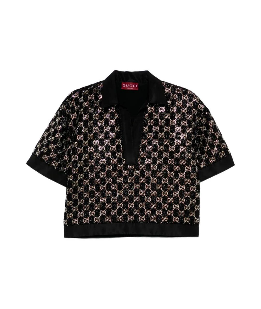 GUCCI Черная полиэстеровая футболка, фото 1