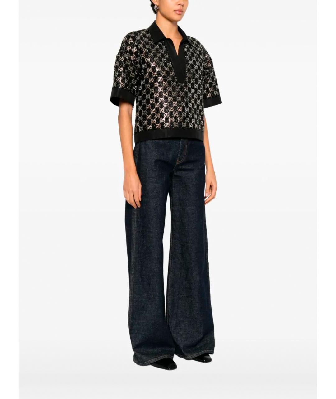 GUCCI Черная полиэстеровая футболка, фото 3