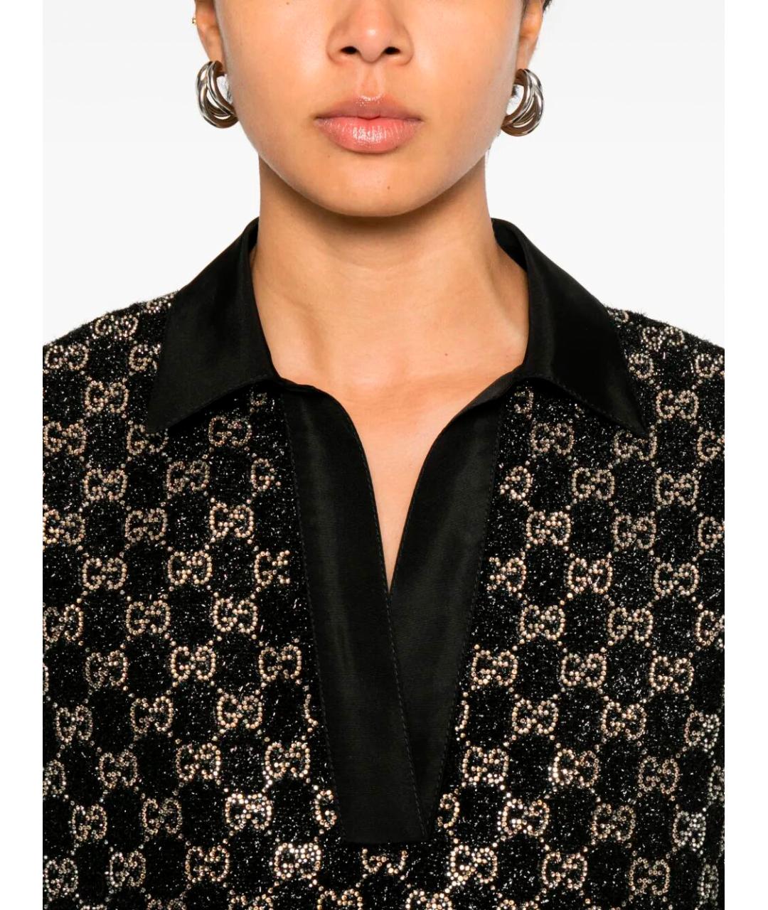 GUCCI Черная полиэстеровая футболка, фото 5