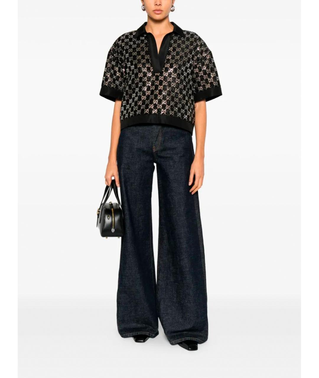 GUCCI Черная полиэстеровая футболка, фото 2