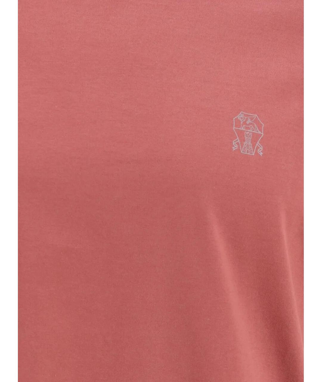 BRUNELLO CUCINELLI Розовая хлопковая футболка, фото 2