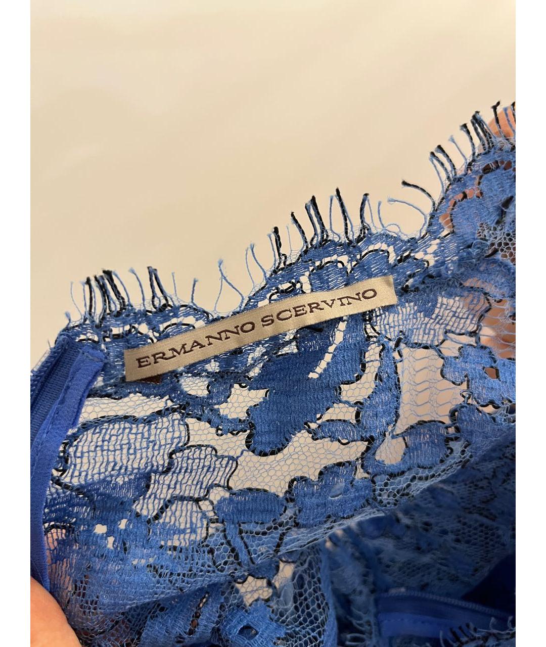 ERMANNO SCERVINO Синее кружевное вечернее платье, фото 6