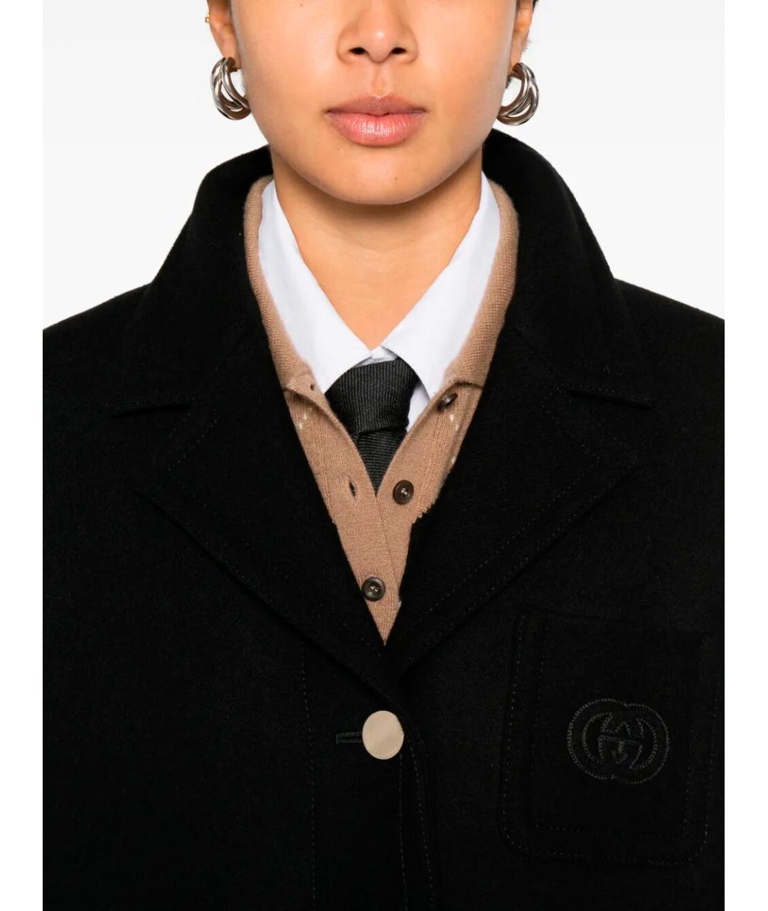GUCCI Черное шерстяное пальто, фото 4