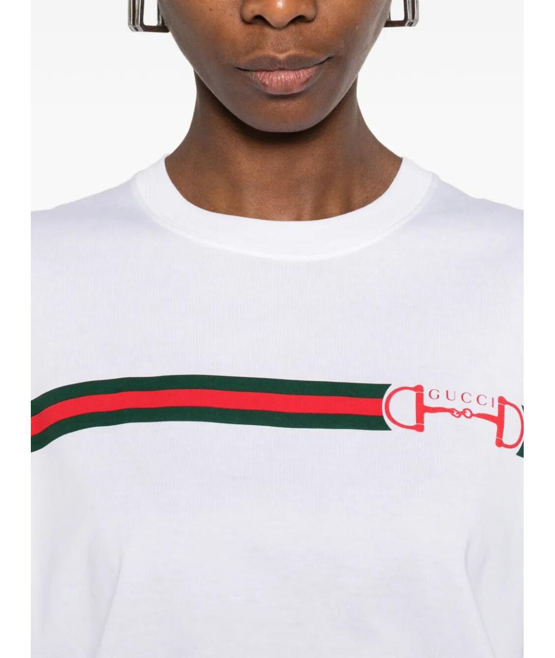 GUCCI Белая хлопковая футболка, фото 5