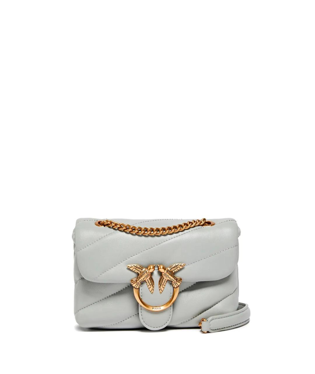 PINKO Серая кожаная сумка через плечо, фото 1