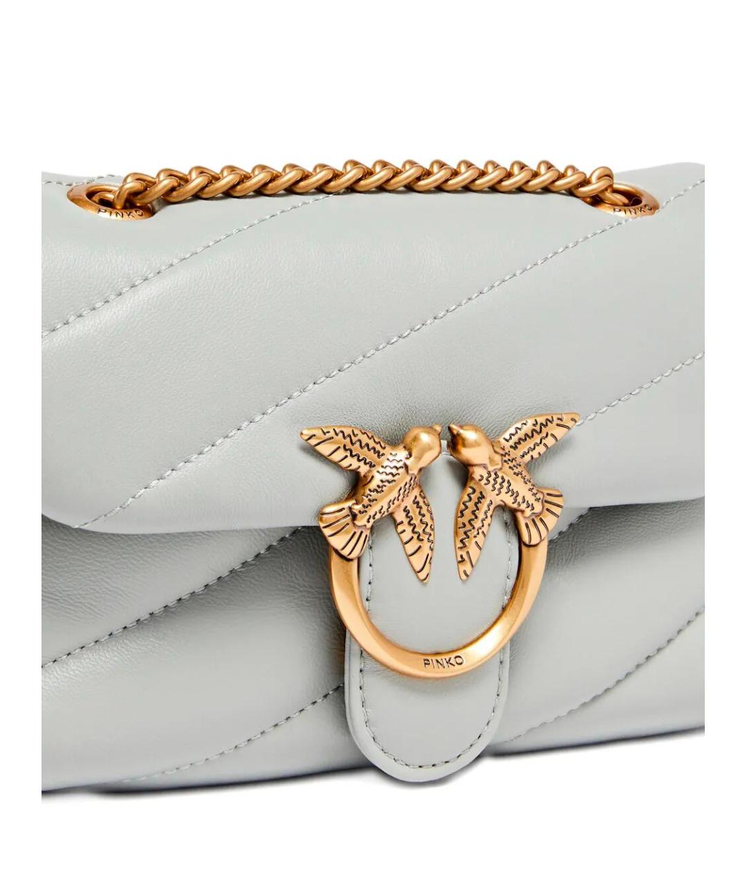 PINKO Серая кожаная сумка через плечо, фото 4