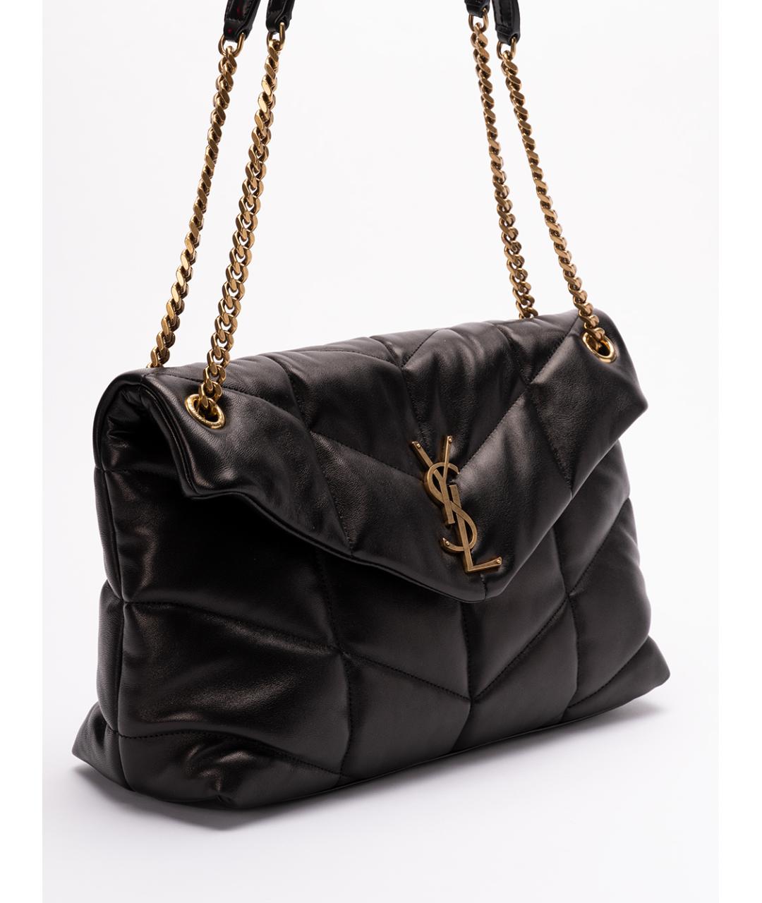 SAINT LAURENT Черная кожаная сумка через плечо, фото 3