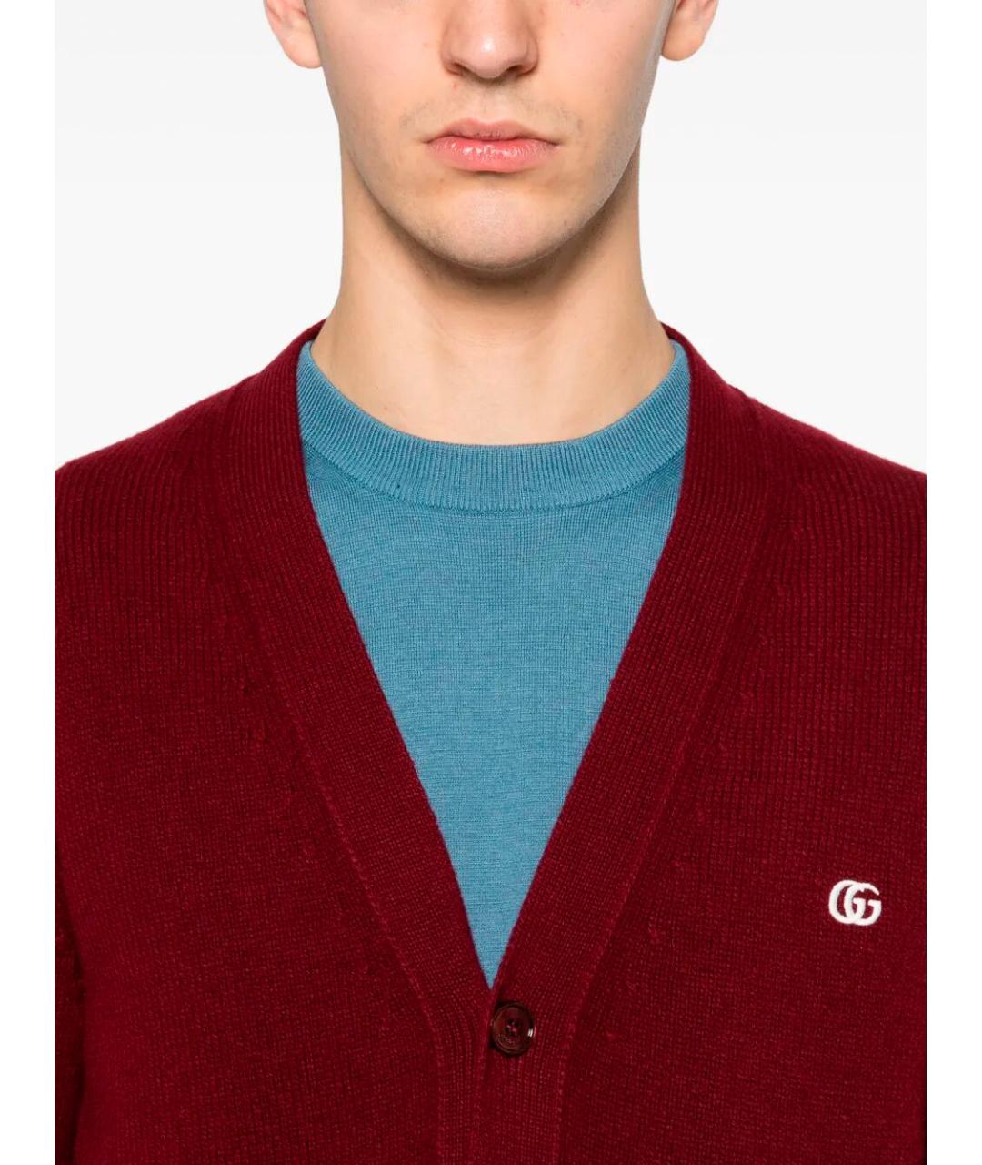 GUCCI Красный шерстяной кардиган, фото 4