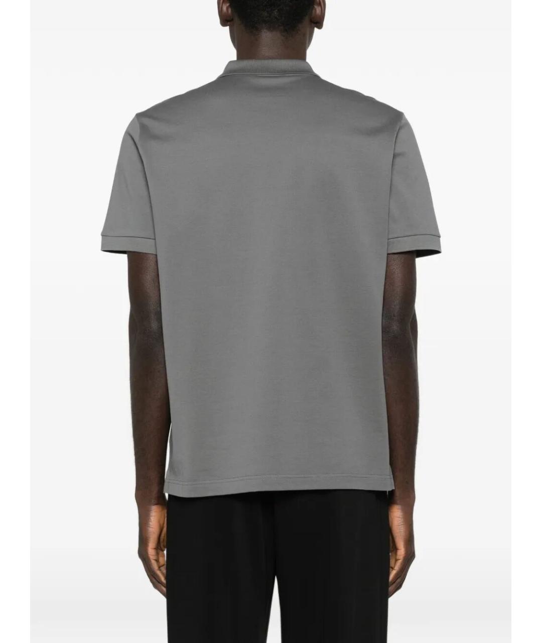 PRADA Серое хлопковое поло с коротким рукавом, фото 3