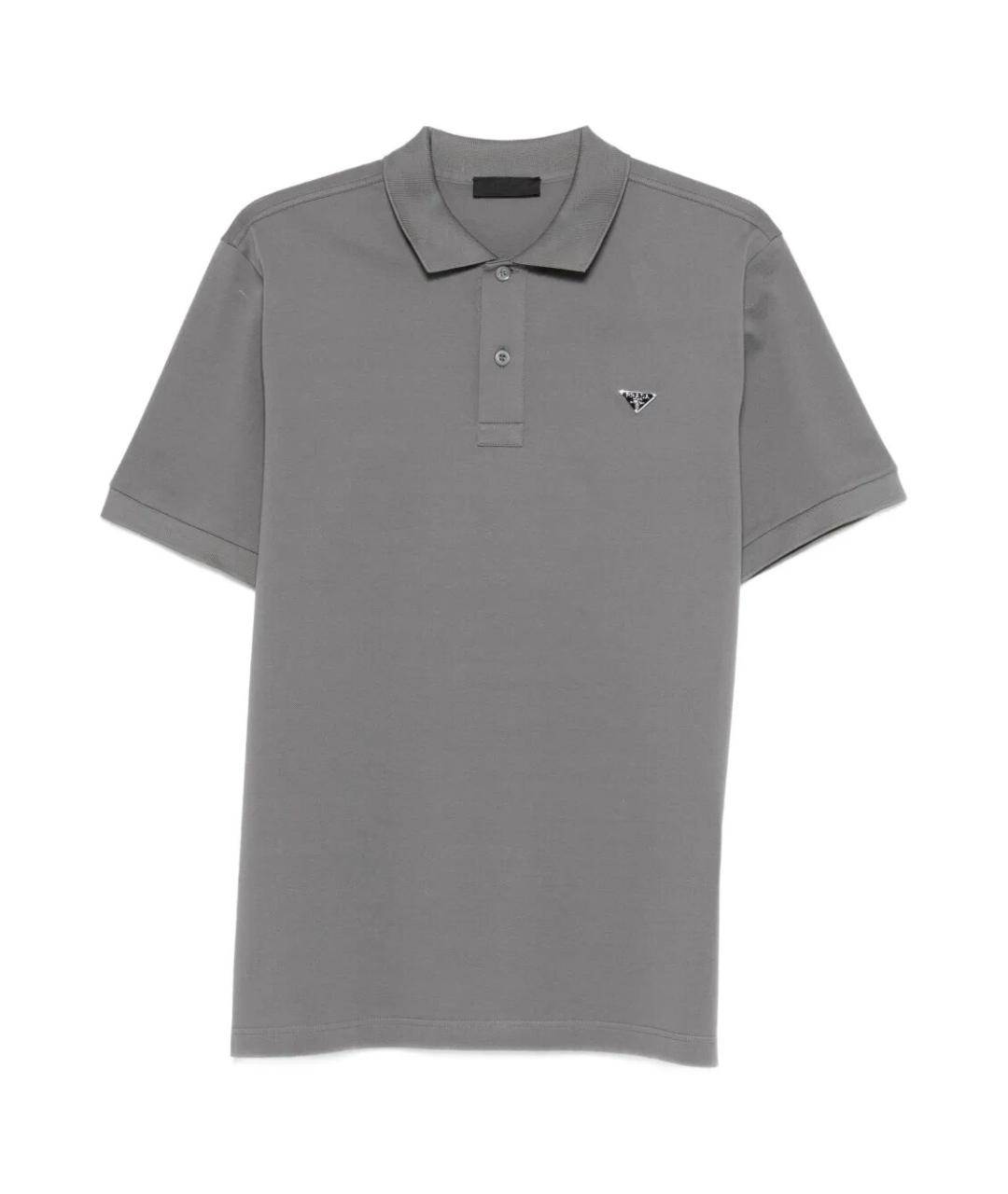 PRADA Серое хлопковое поло с коротким рукавом, фото 1