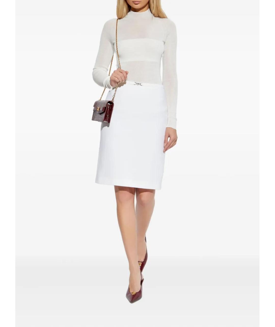 VERSACE Белая шерстяная юбка миди, фото 4