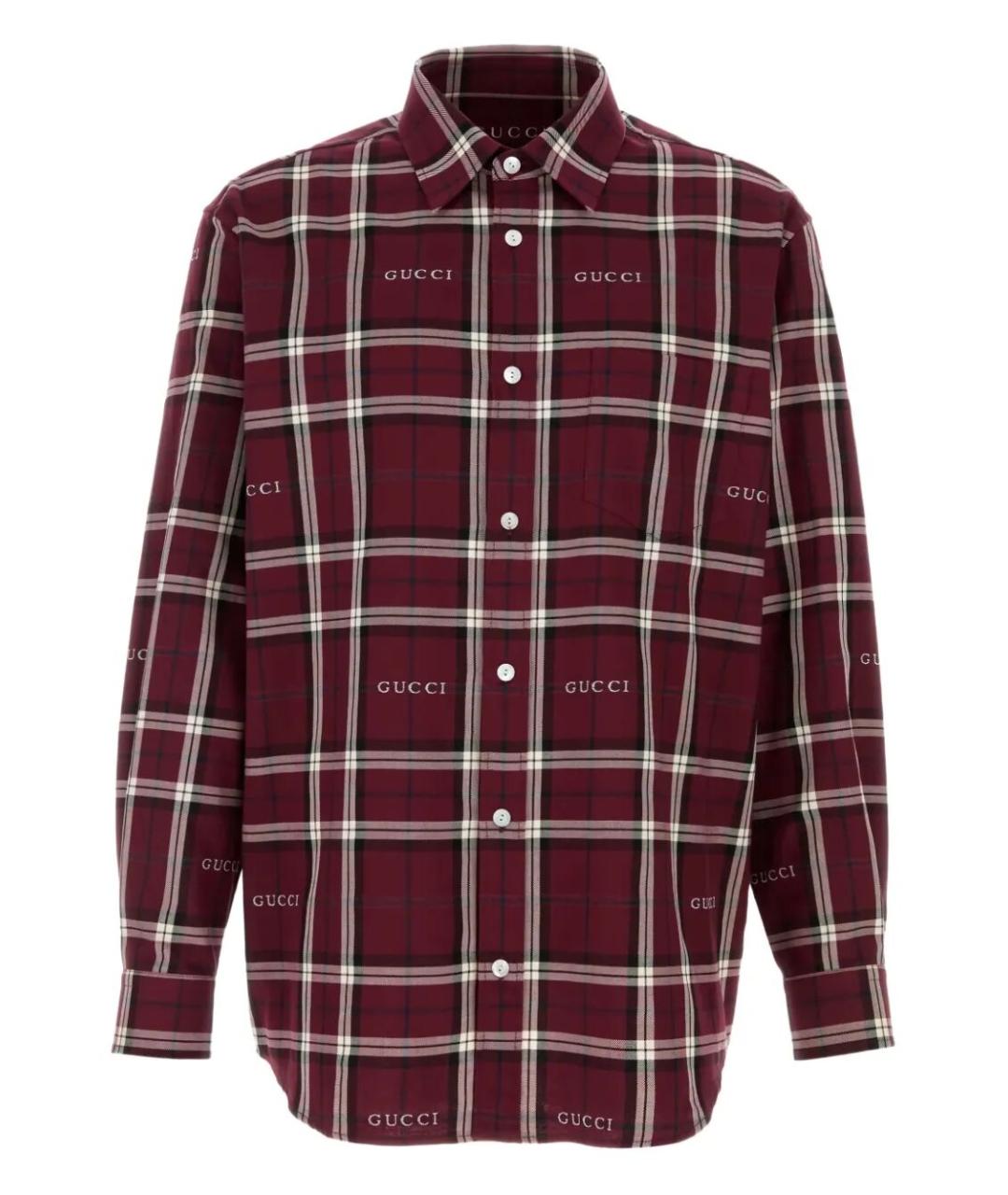 GUCCI Бордовая хлопковая кэжуал рубашка, фото 1