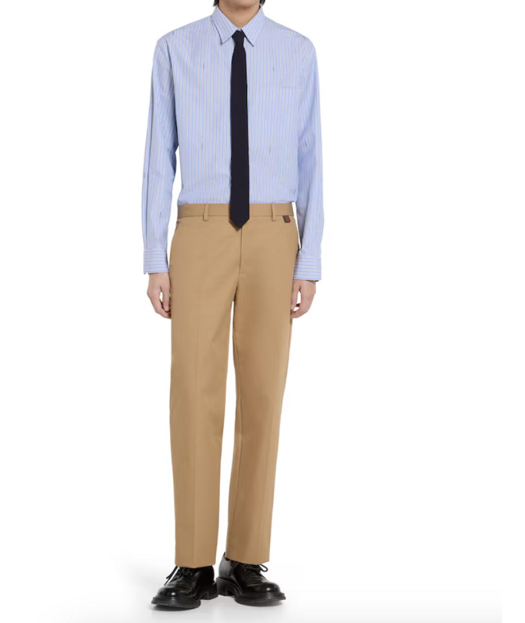 GUCCI Бежевые хлопковые повседневные брюки, фото 4