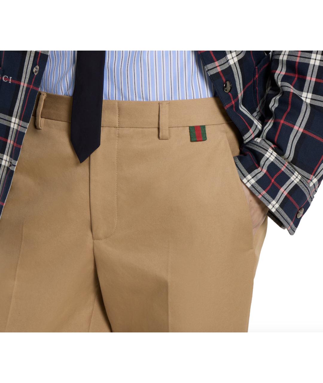 GUCCI Бежевые хлопковые повседневные брюки, фото 5