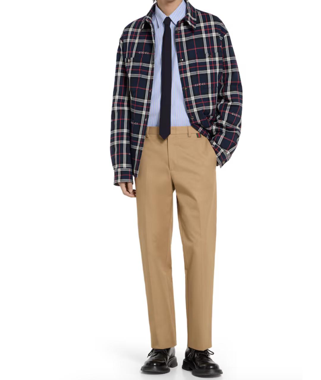 GUCCI Бежевые хлопковые повседневные брюки, фото 3