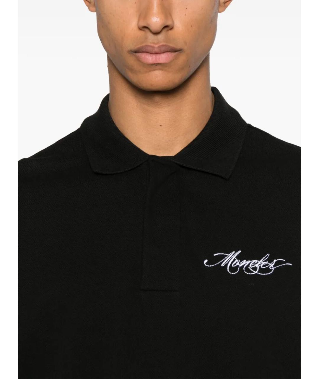 MONCLER Черное хлопковое поло с коротким рукавом, фото 4