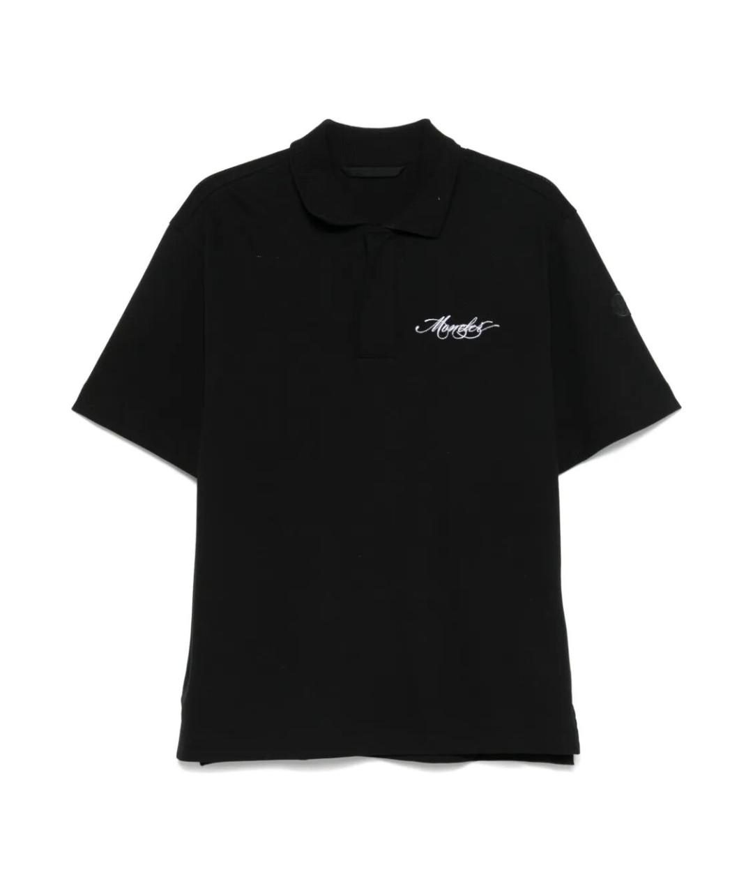 MONCLER Черное хлопковое поло с коротким рукавом, фото 1