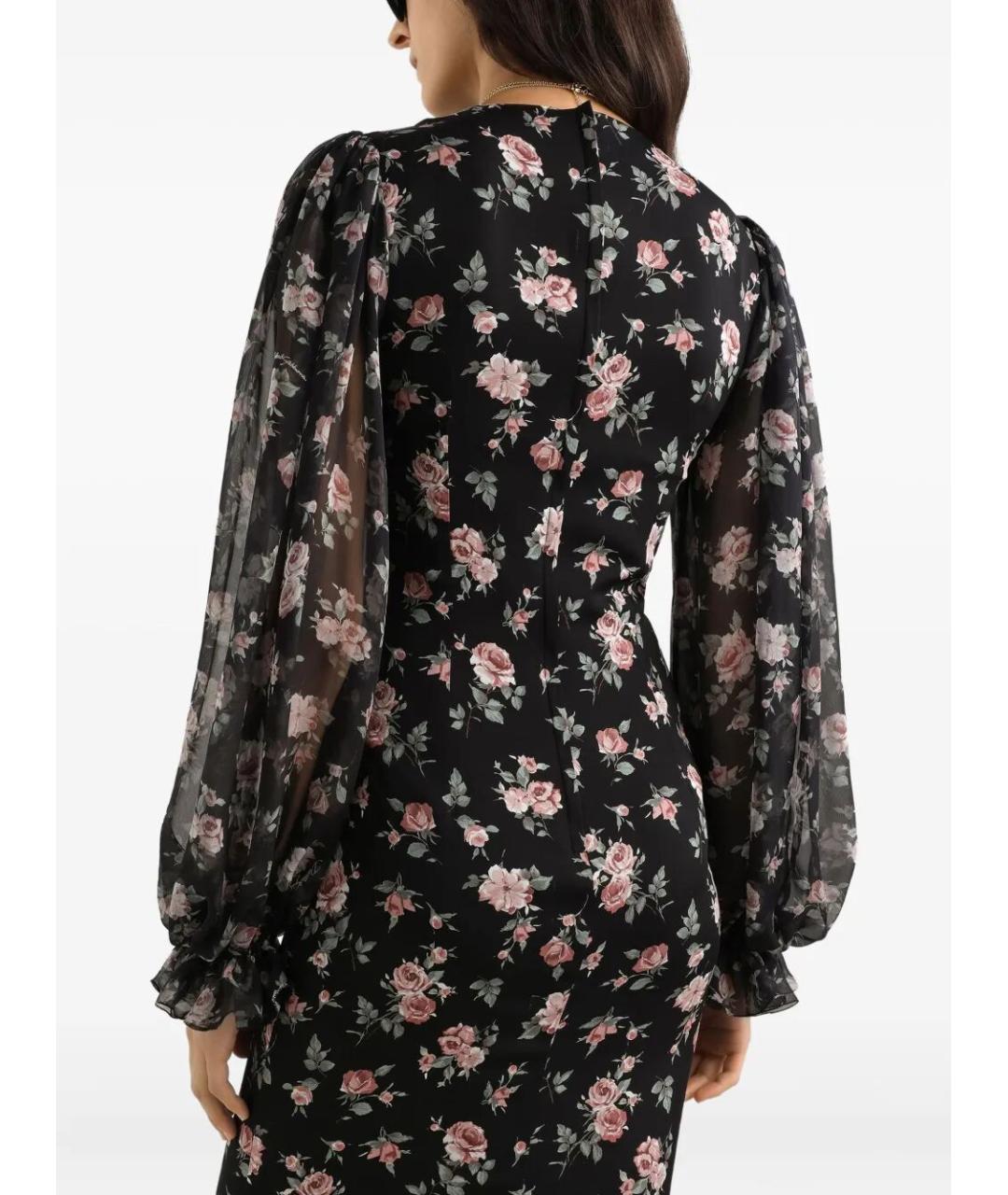 DOLCE&GABBANA Черное шелковое повседневное платье, фото 4