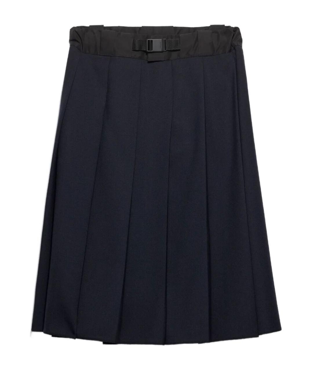 PRADA Синяя шерстяная юбка миди, фото 1
