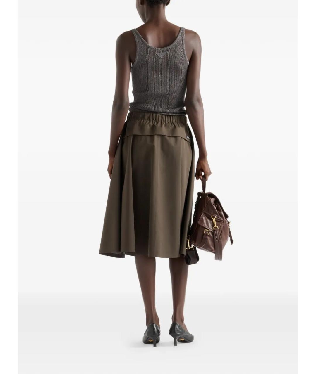 PRADA Коричневая полиамидовая юбка миди, фото 5