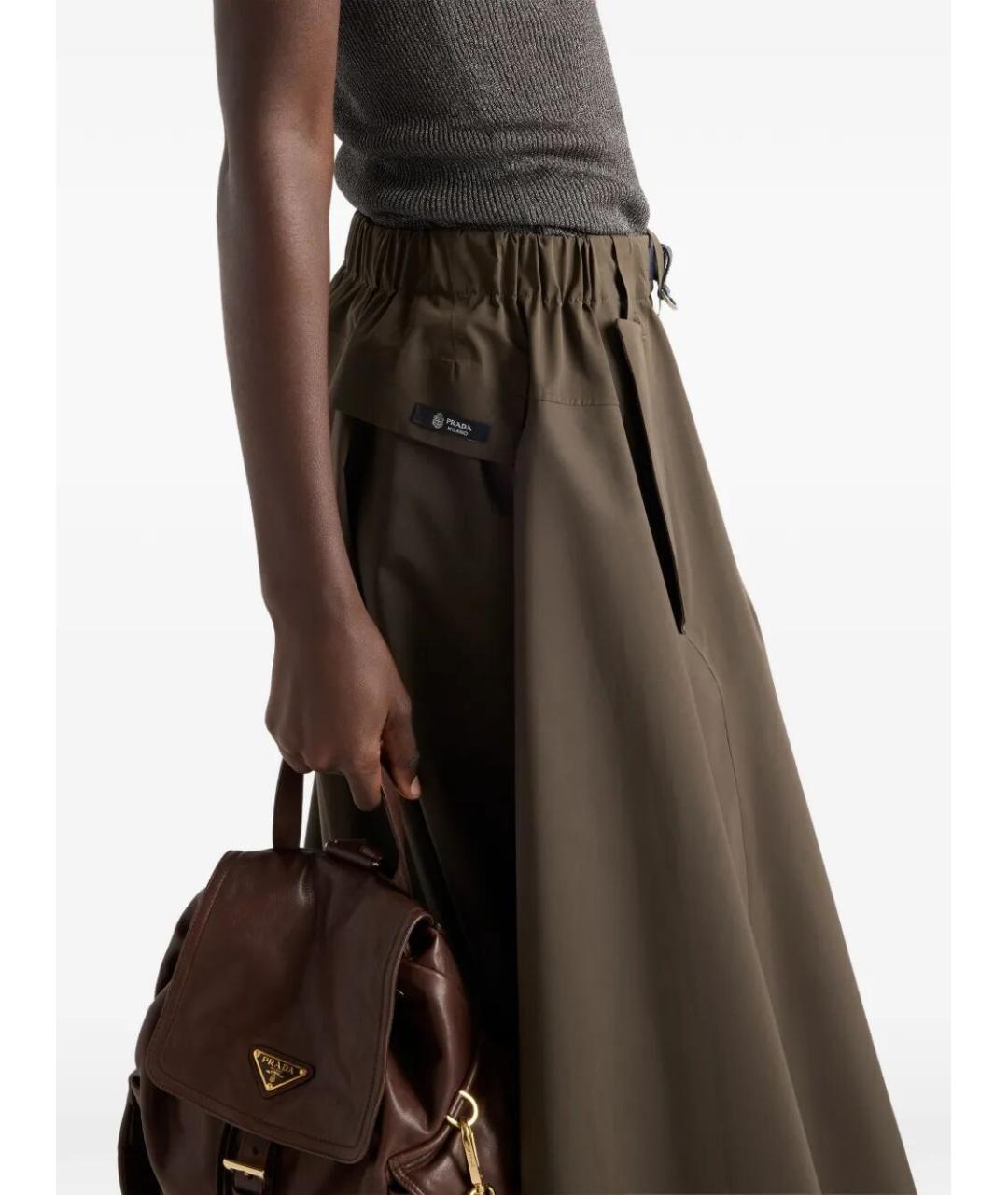 PRADA Коричневая полиамидовая юбка миди, фото 4