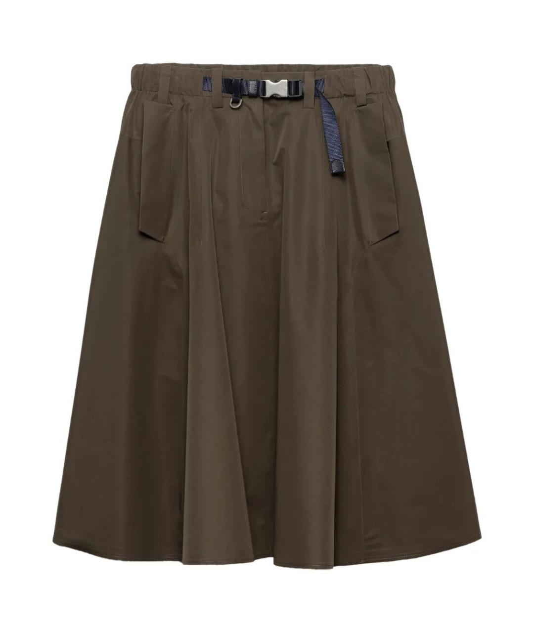 PRADA Коричневая полиамидовая юбка миди, фото 1