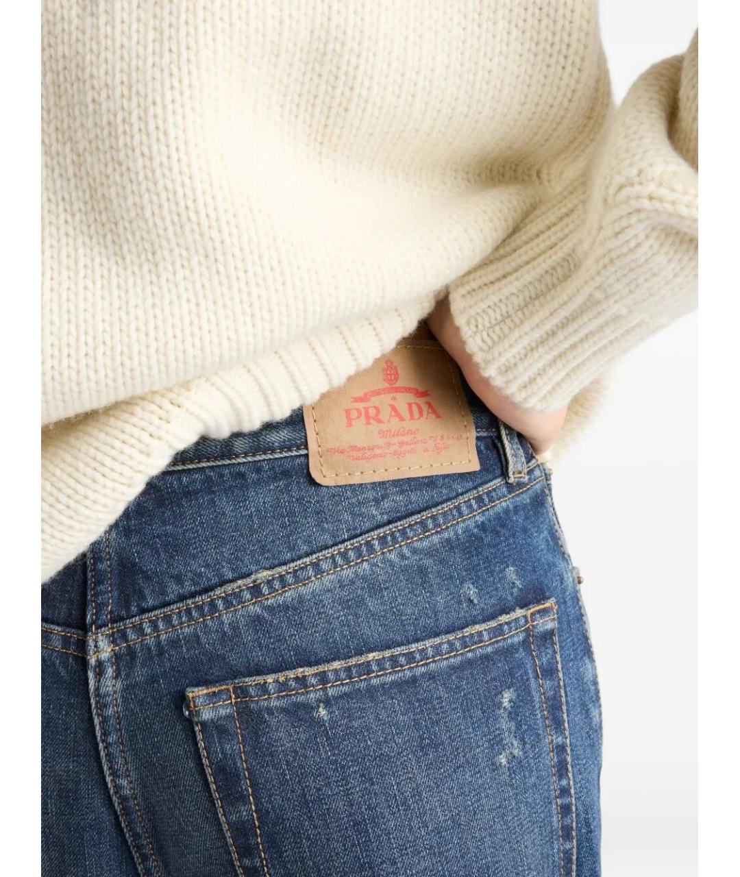 PRADA Синие хлопковые прямые джинсы, фото 4