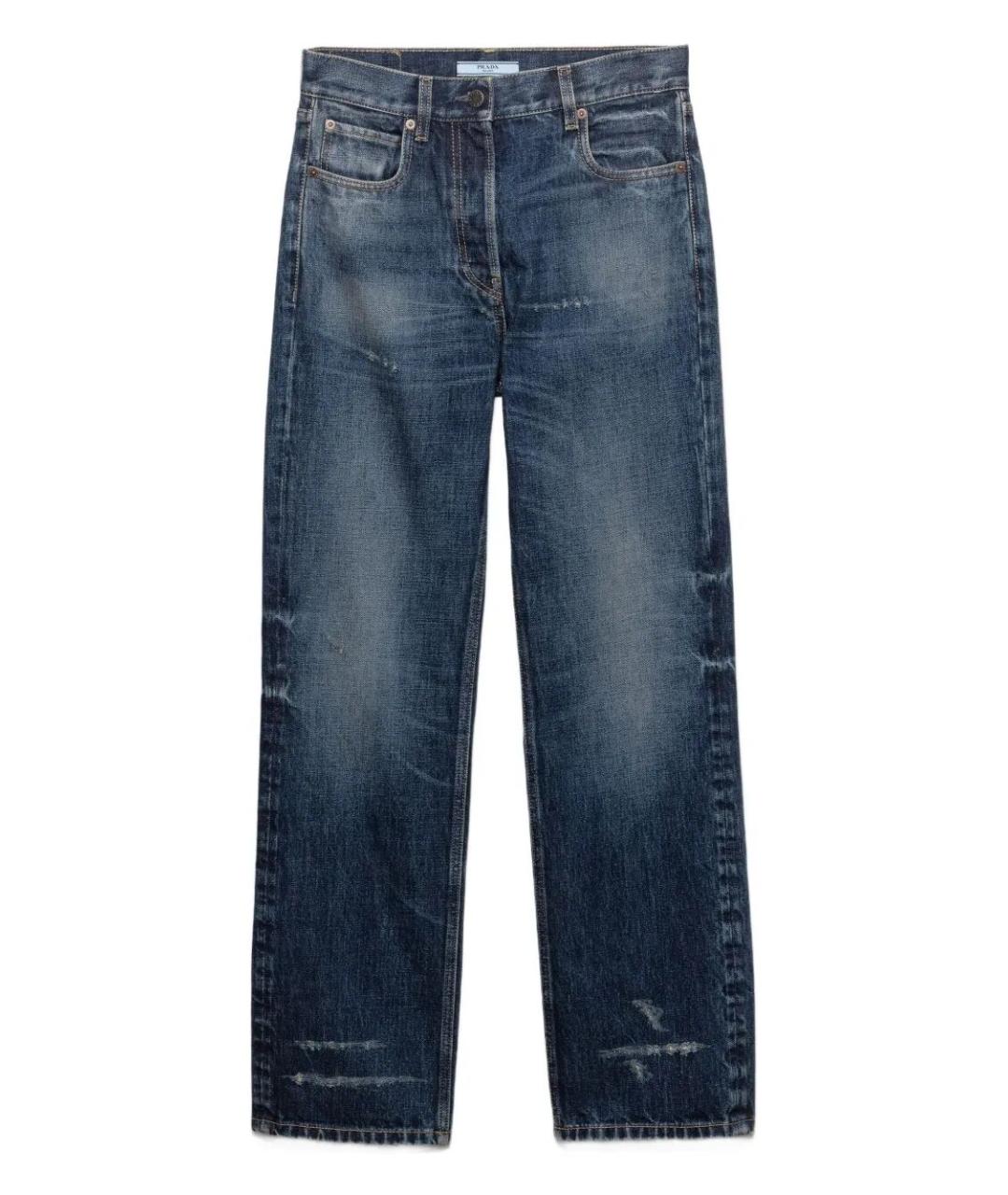 PRADA Синие хлопковые прямые джинсы, фото 1