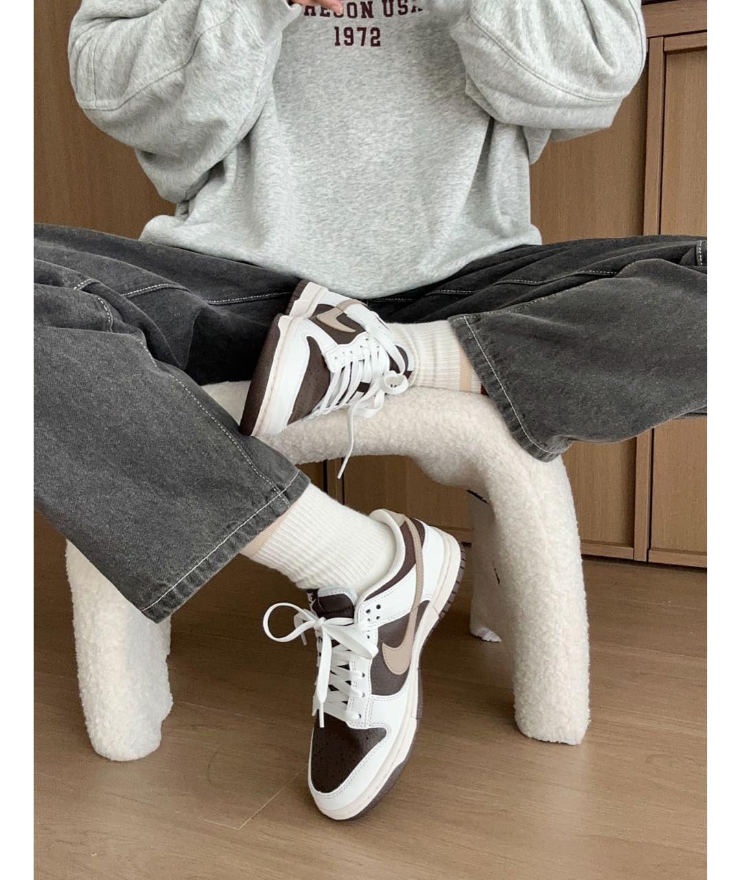 NIKE Белые кожаные низкие кроссовки / кеды, фото 2