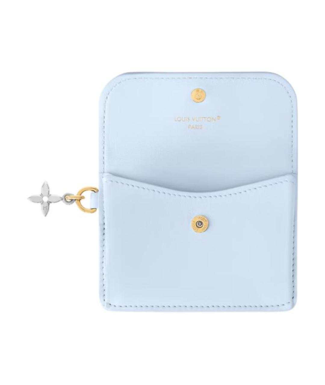 LOUIS VUITTON Голубой кожаный кошелек, фото 3