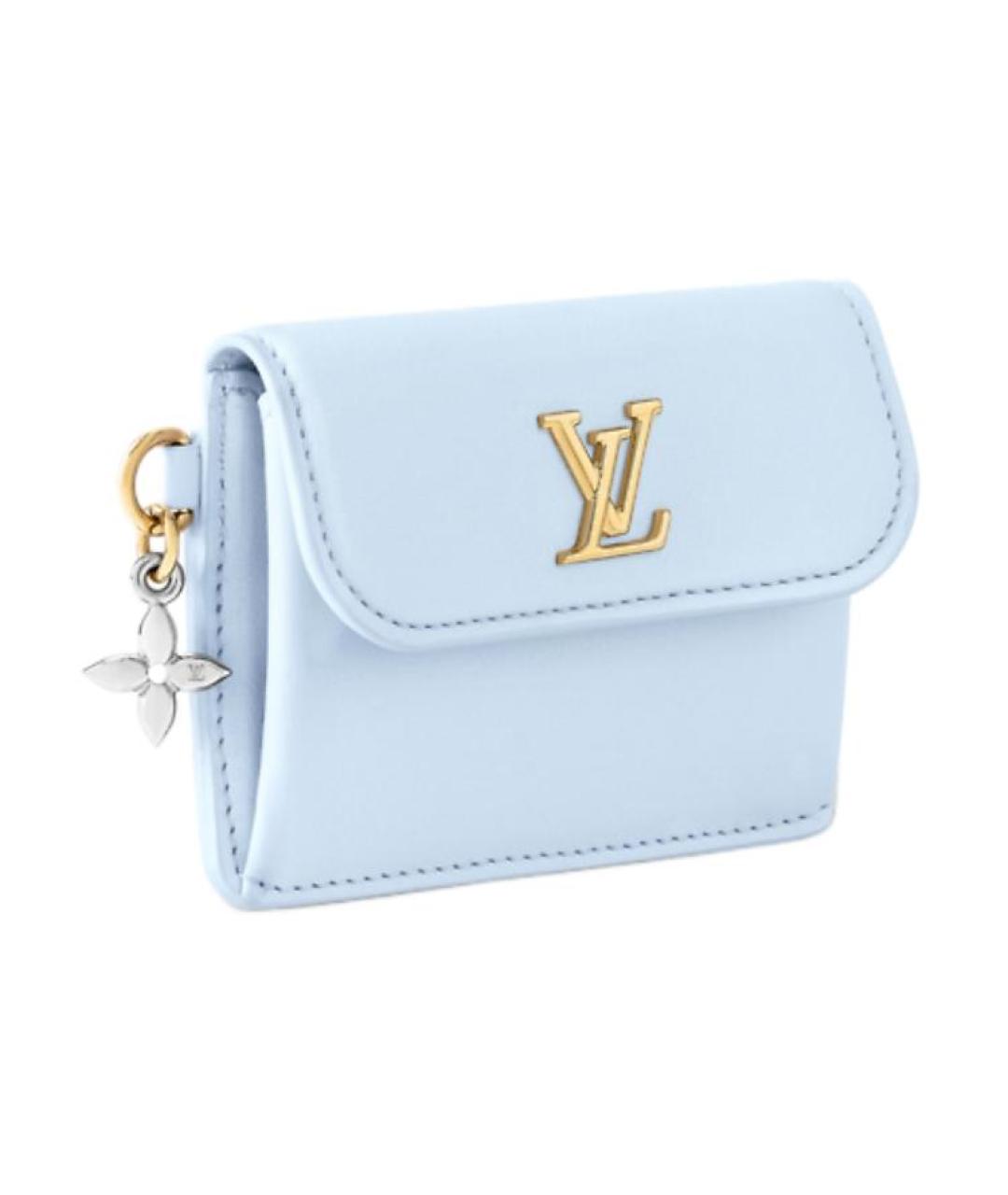 LOUIS VUITTON Голубой кожаный кошелек, фото 2