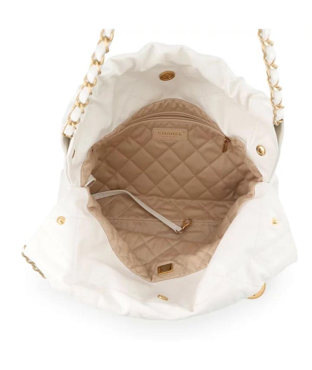 CHANEL Белая кожаная сумка через плечо, фото 4