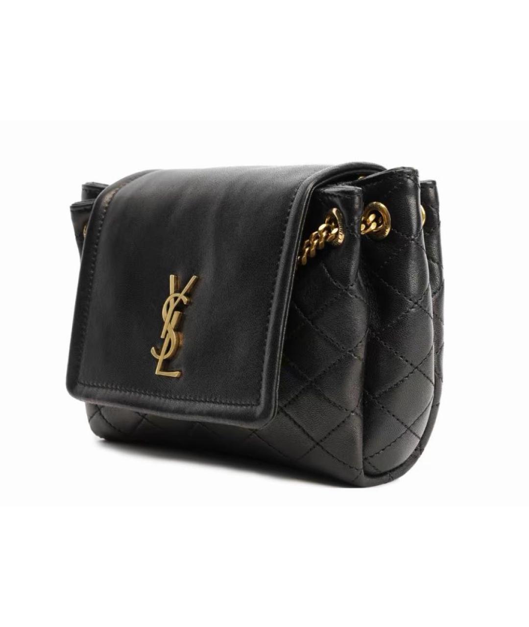 SAINT LAURENT Черная кожаная сумка через плечо, фото 2