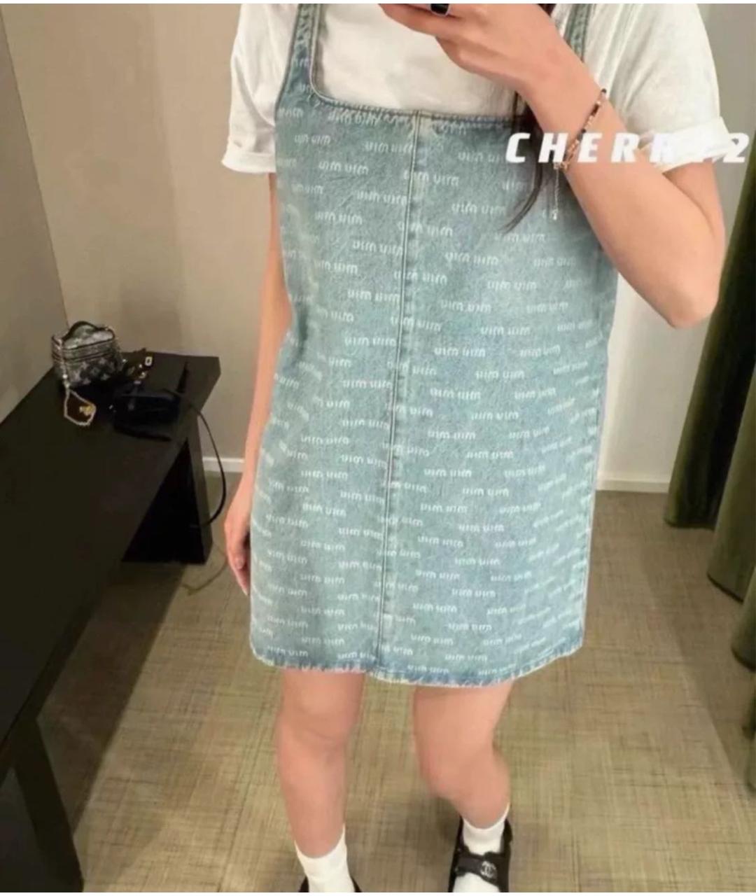 MIU MIU Синий деним сарафан, фото 7