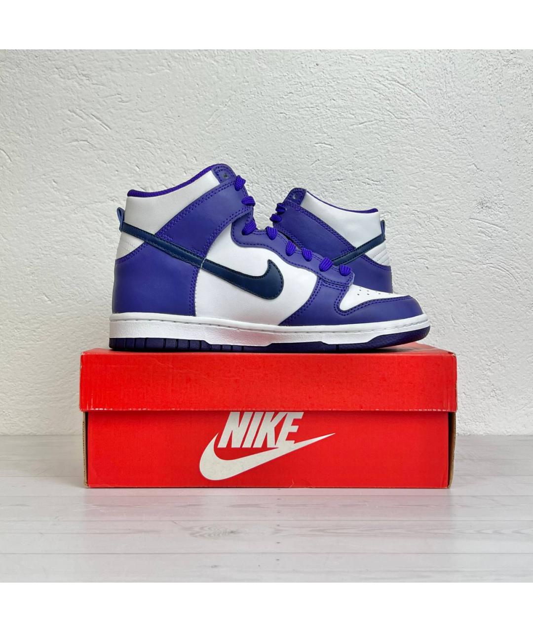 NIKE Фиолетовые кожаные кроссовки, фото 5