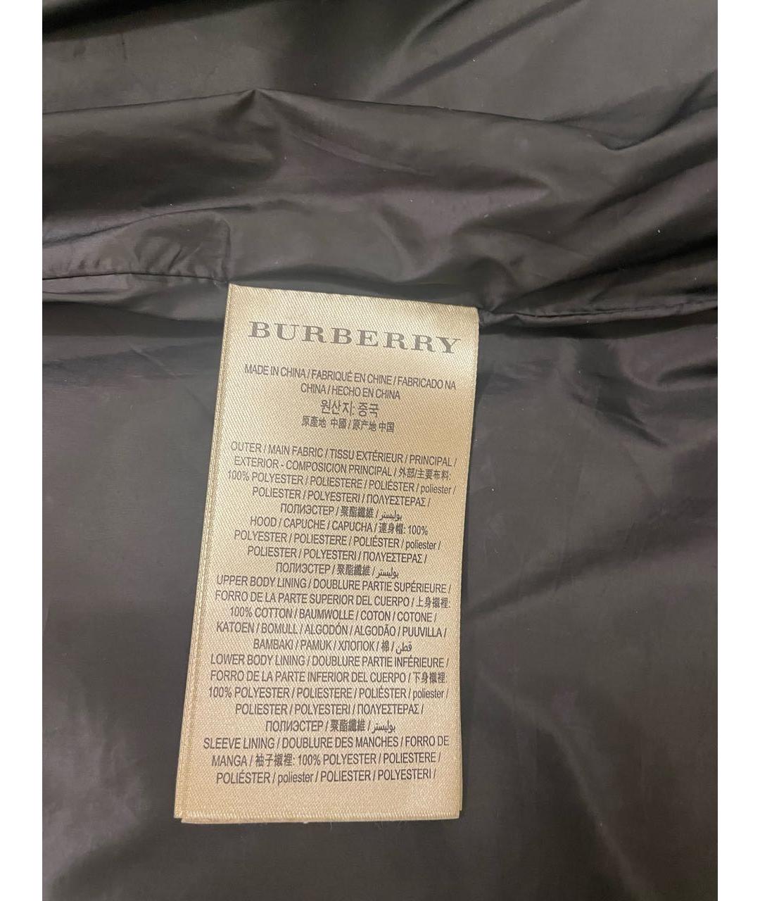 BURBERRY Черный полиэстеровый пуховик, фото 8