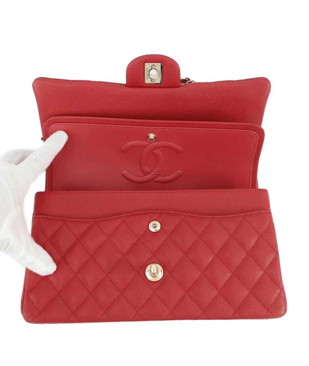 CHANEL Красная кожаная сумка через плечо, фото 4
