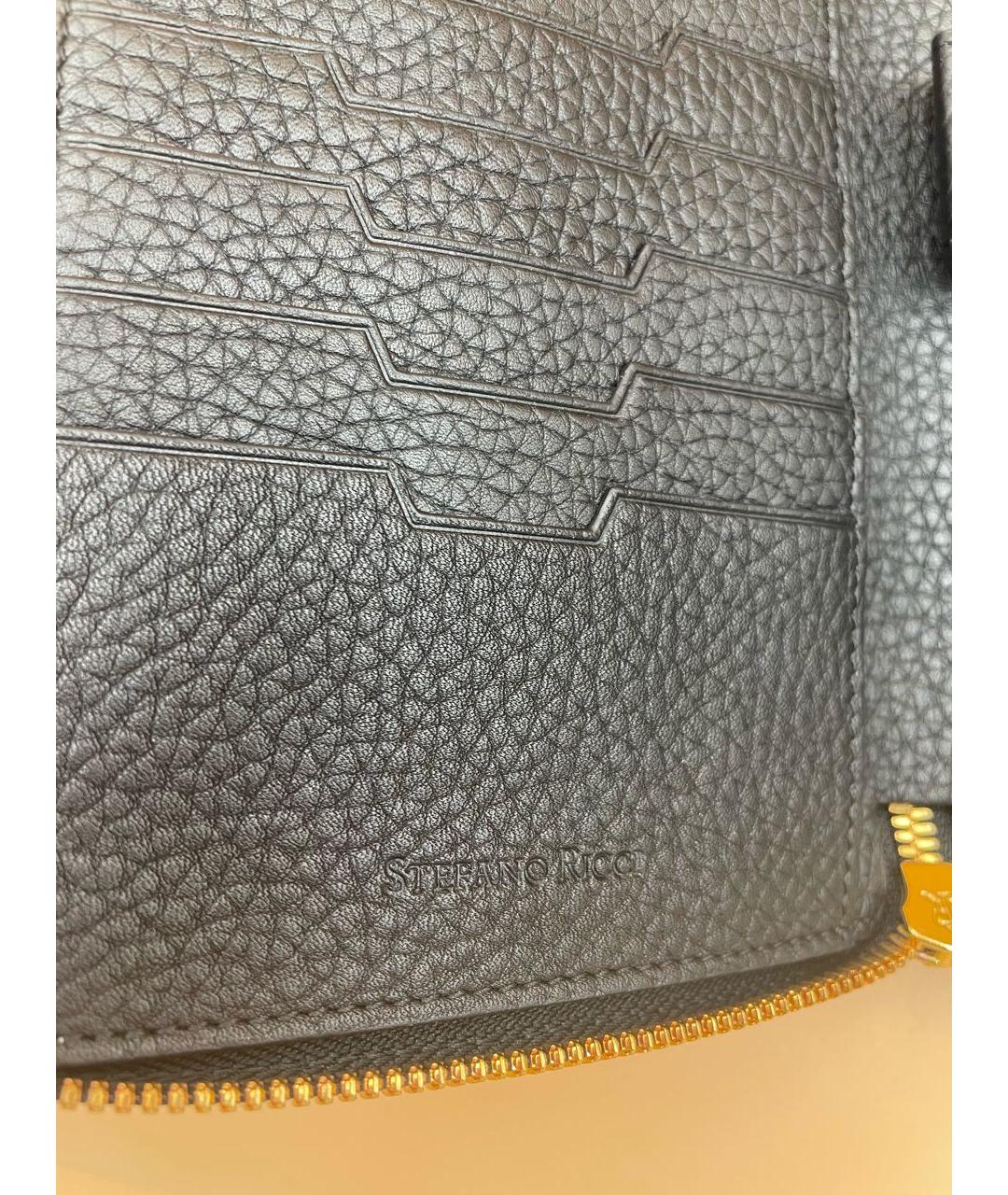 STEFANO RICCI Черная кожаная барсетка, фото 8