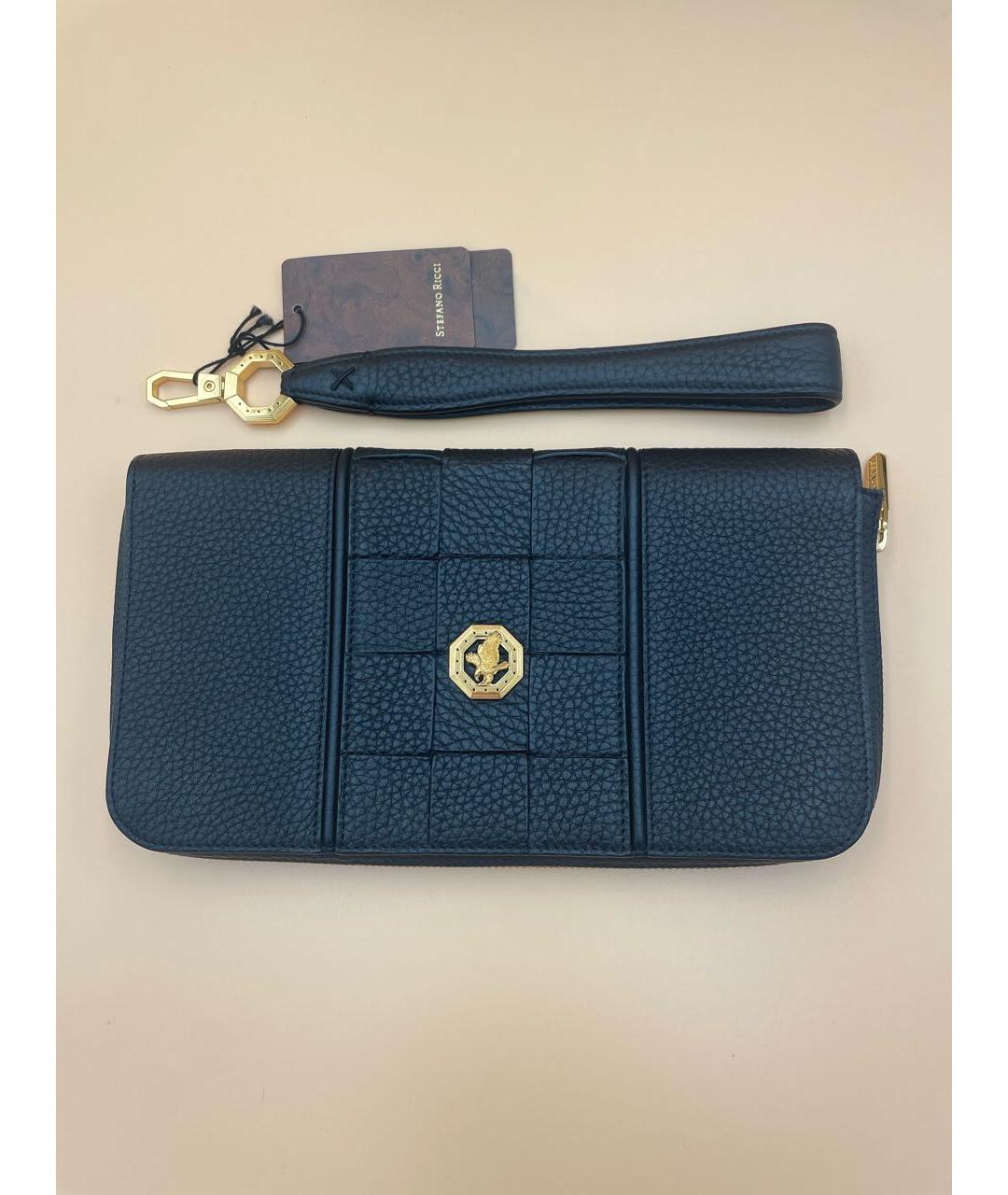 STEFANO RICCI Черная кожаная барсетка, фото 9