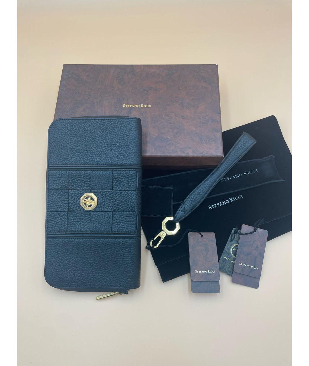 STEFANO RICCI Черная кожаная барсетка, фото 2