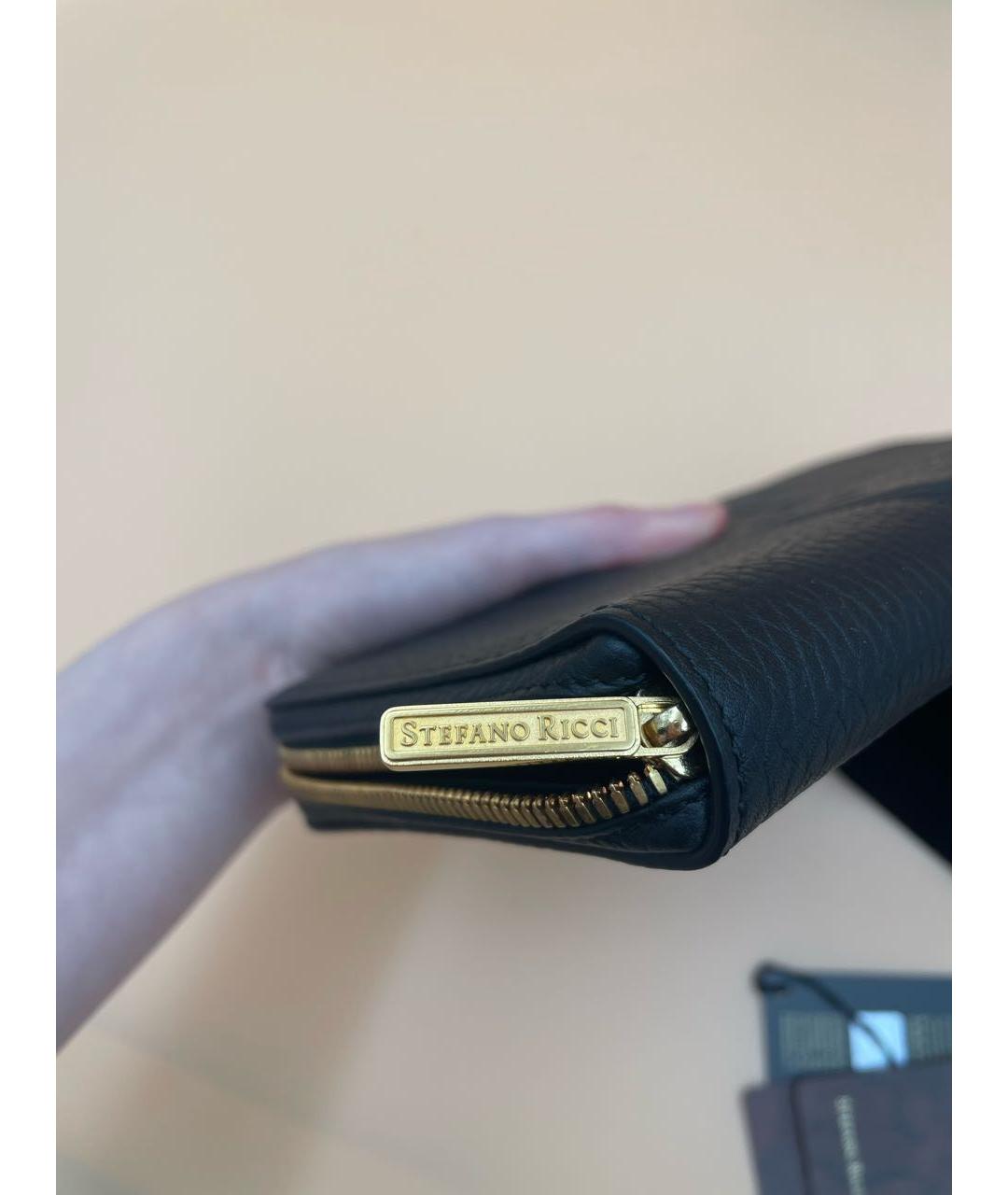 STEFANO RICCI Черная кожаная барсетка, фото 7