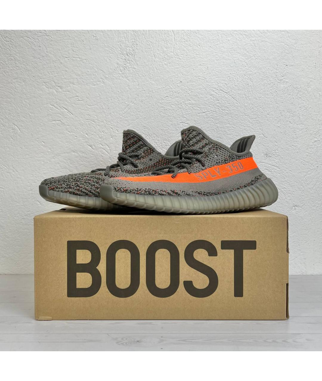 ADIDAS YEEZY Серые текстильные низкие кроссовки / кеды, фото 4