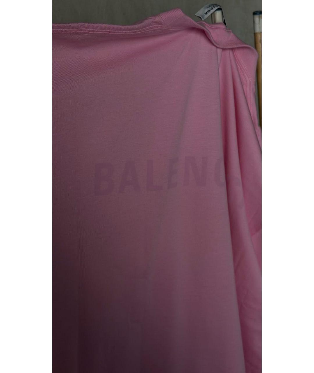 BALENCIAGA Розовая хлопковая футболка, фото 4