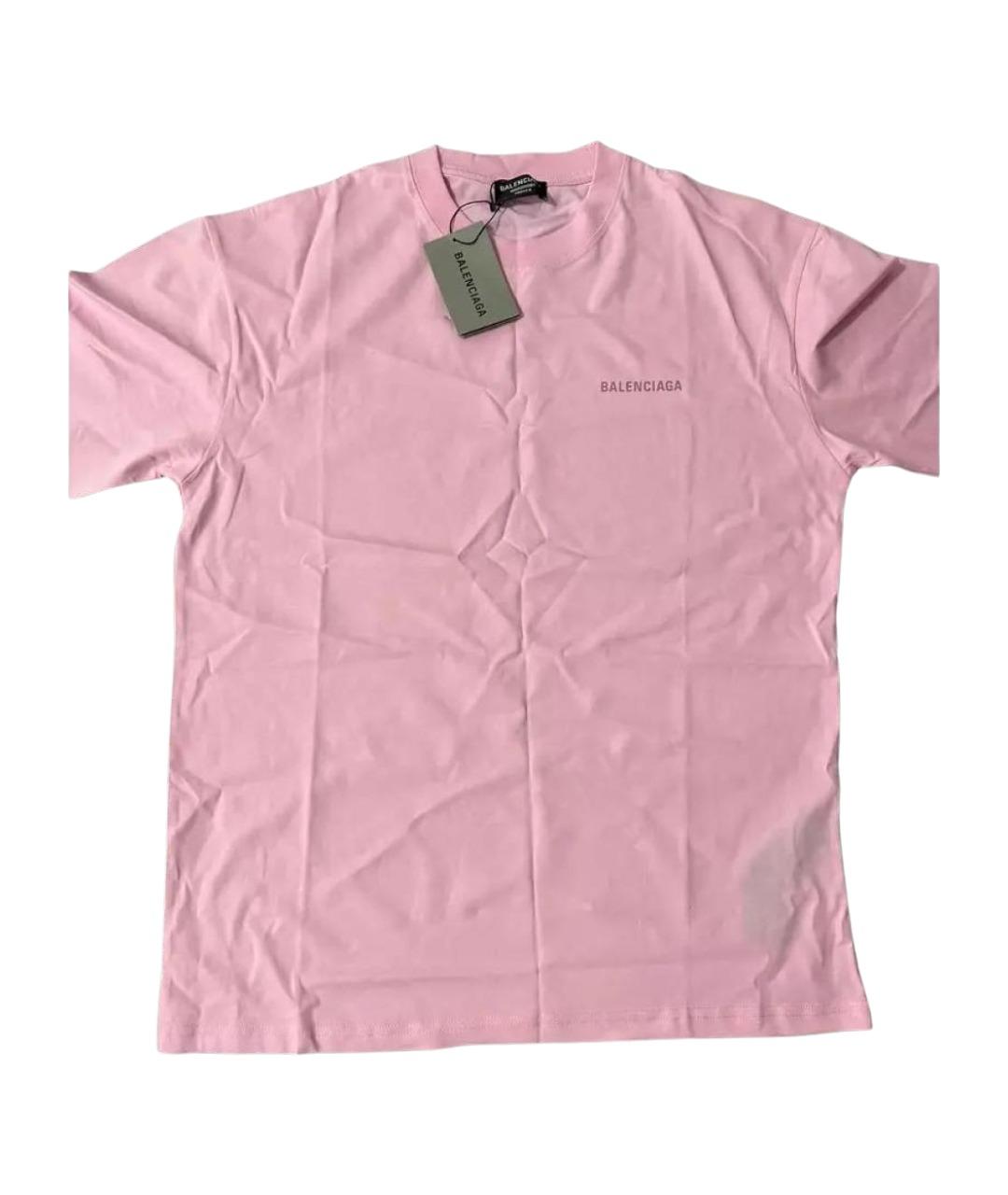 BALENCIAGA Розовая хлопковая футболка, фото 1