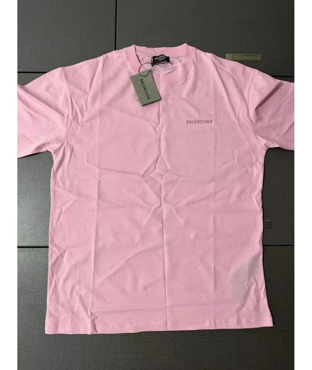 BALENCIAGA Розовая хлопковая футболка, фото 5