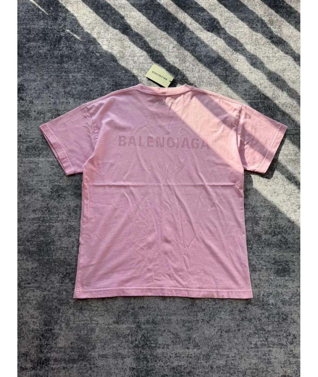 BALENCIAGA Розовая хлопковая футболка, фото 2