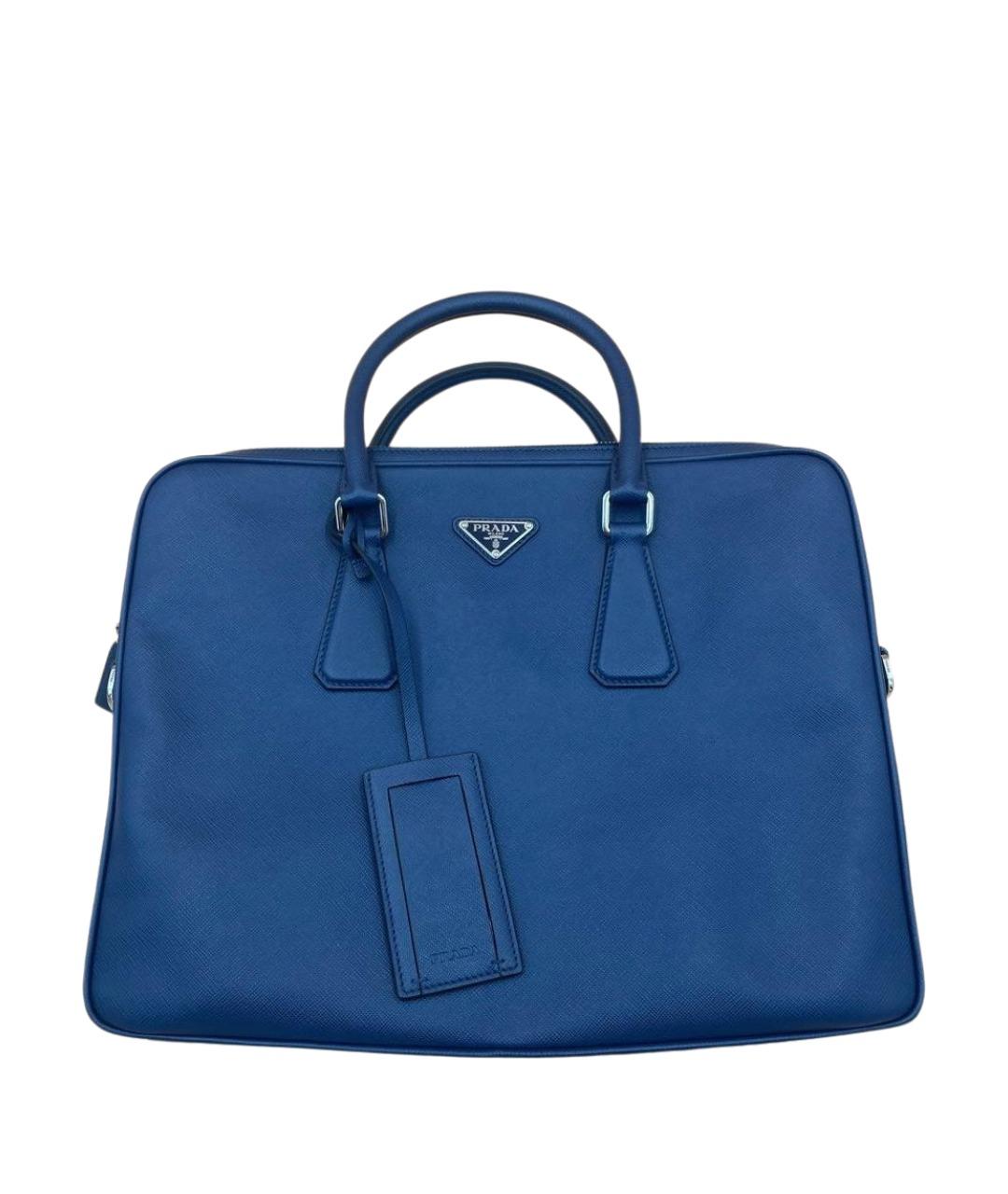 PRADA Синий кожаный портфель, фото 1
