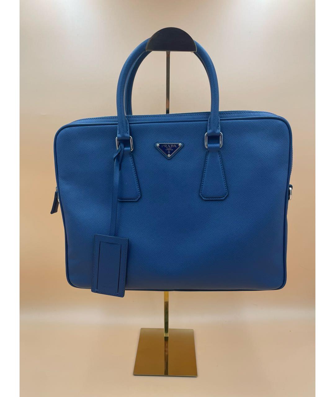 PRADA Синий кожаный портфель, фото 7